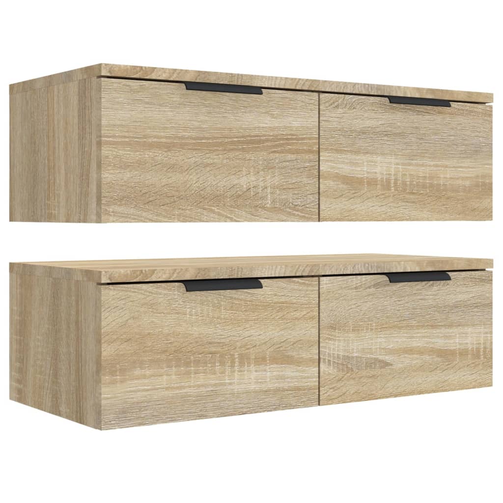 vægskabe 2 stk. 68x30x20 cm konstrueret træ sonoma-eg