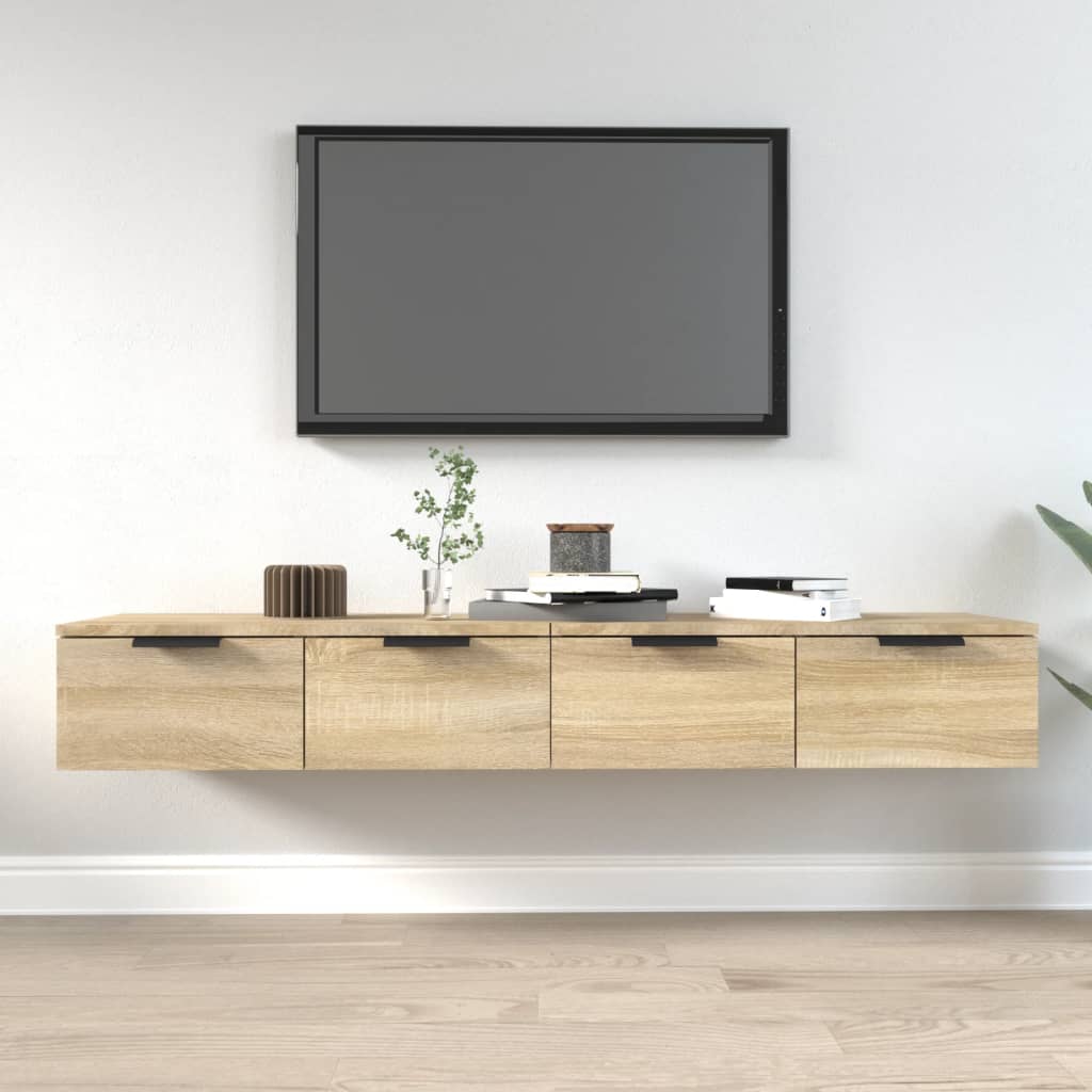 vægskabe 2 stk. 68x30x20 cm konstrueret træ sonoma-eg