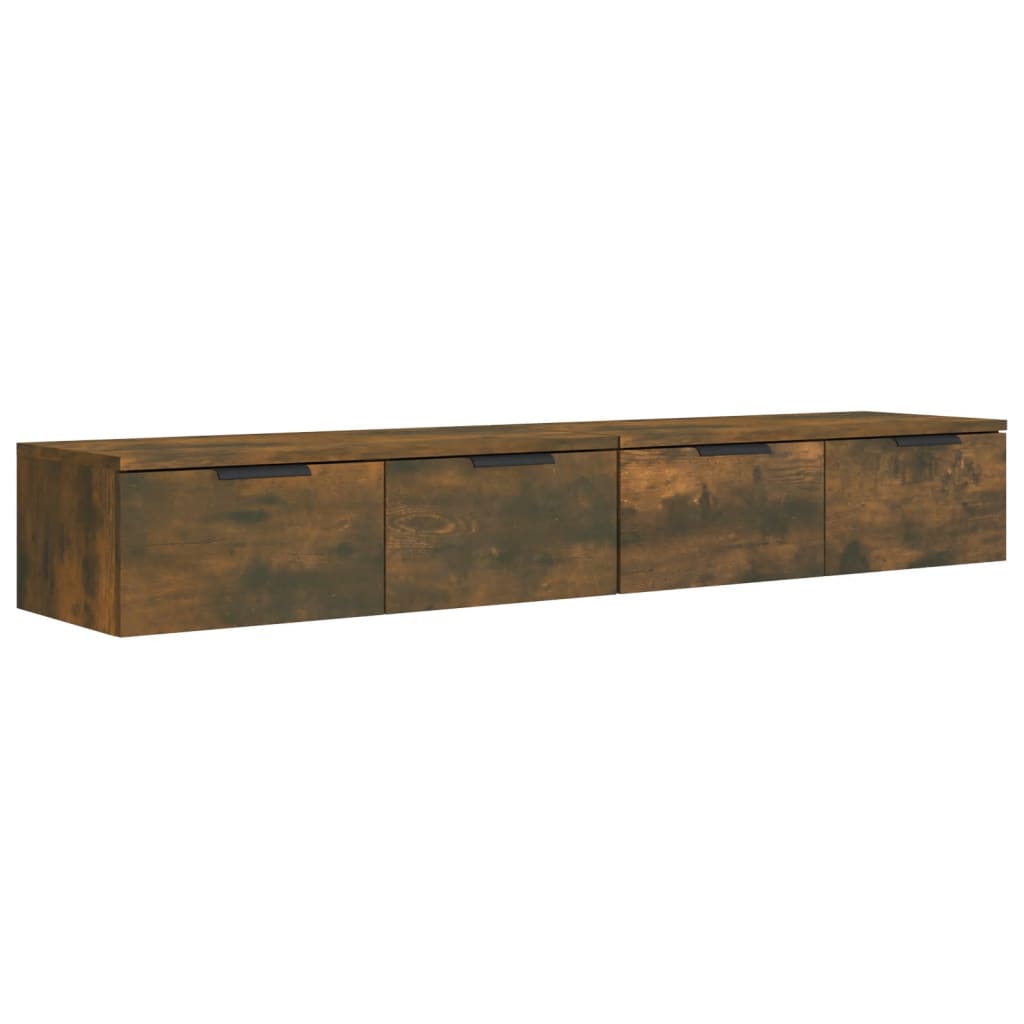 vægskabe 2 stk. 68x30x20 cm konstrueret træ røget egetræsfarve
