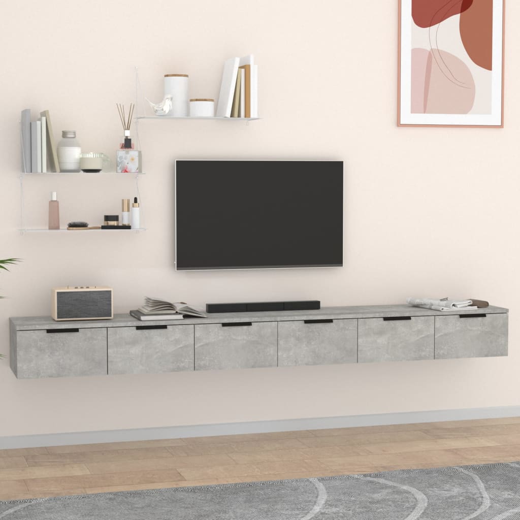 vægskabe 2 stk. 102x30x20 cm konstrueret træ betongrå