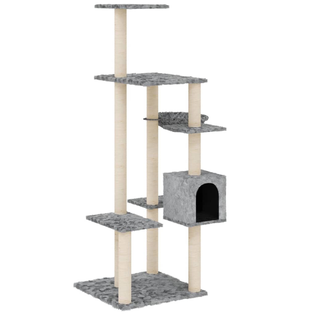 kradsetræ med sisalstolper 142 cm lysegrå