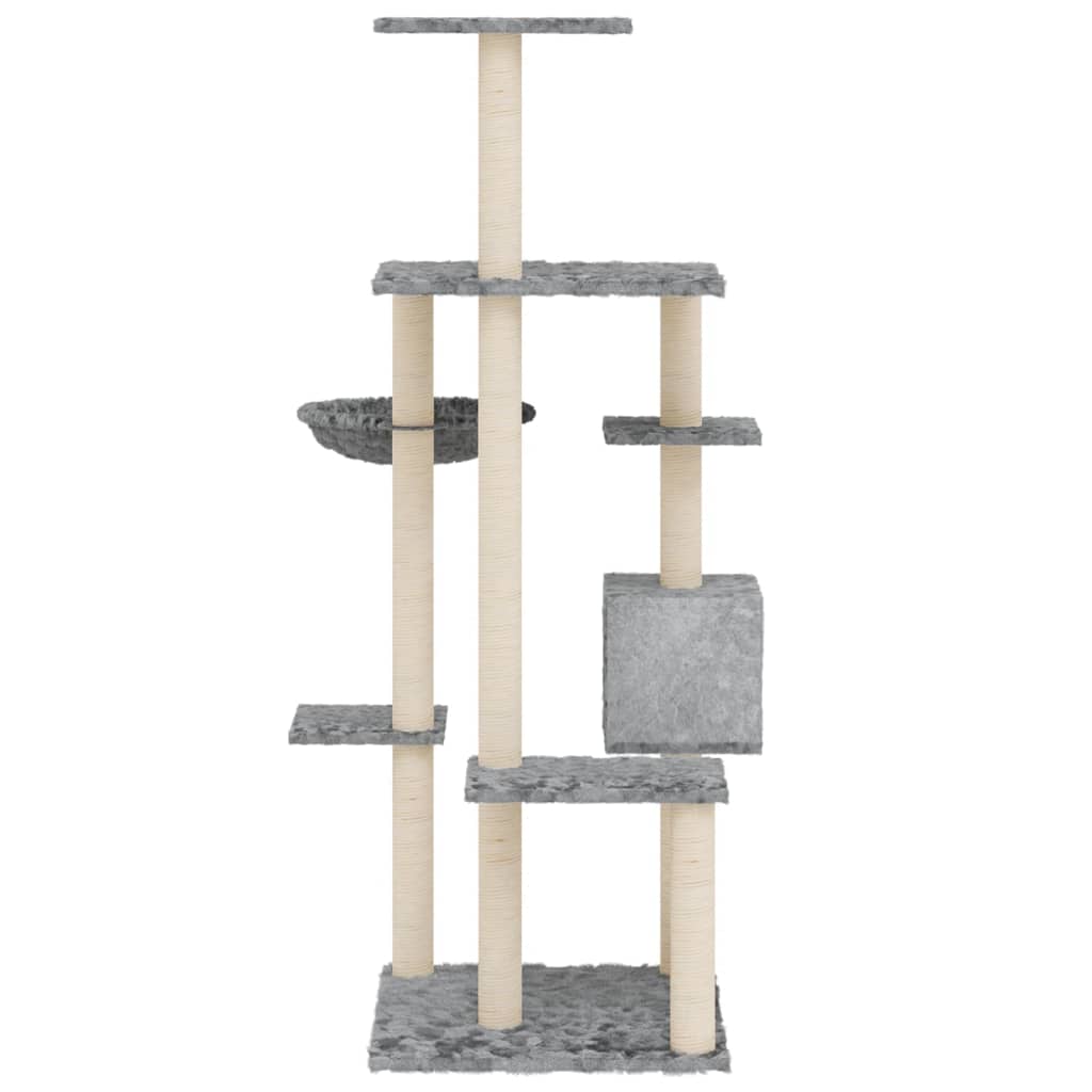 kradsetræ med sisalstolper 142 cm lysegrå