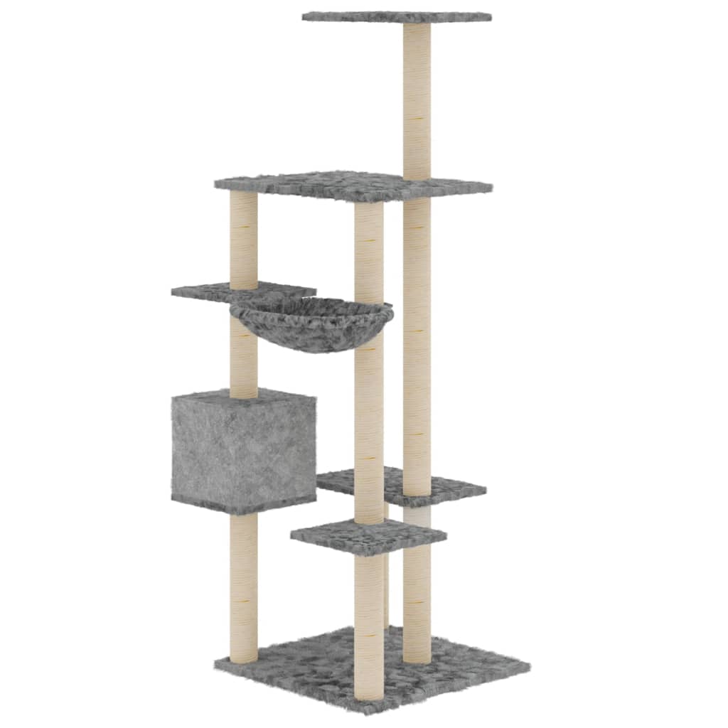 kradsetræ med sisalstolper 142 cm lysegrå