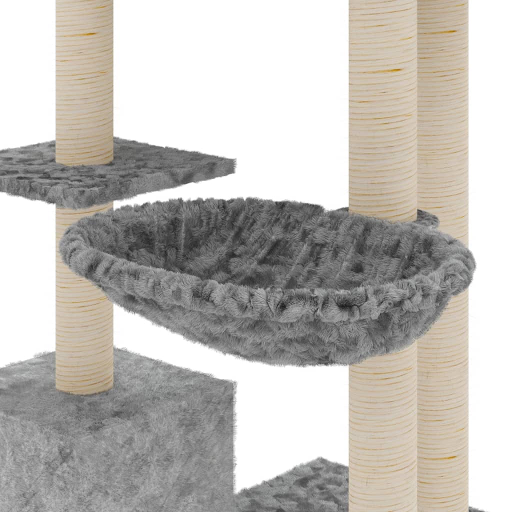 kradsetræ med sisalstolper 142 cm lysegrå