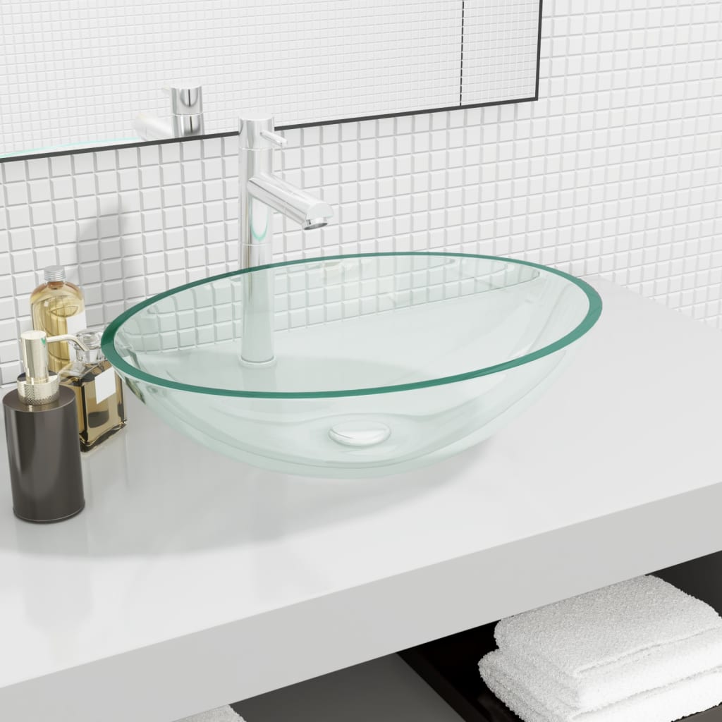 håndvask 50x37x14 cm glas transparent