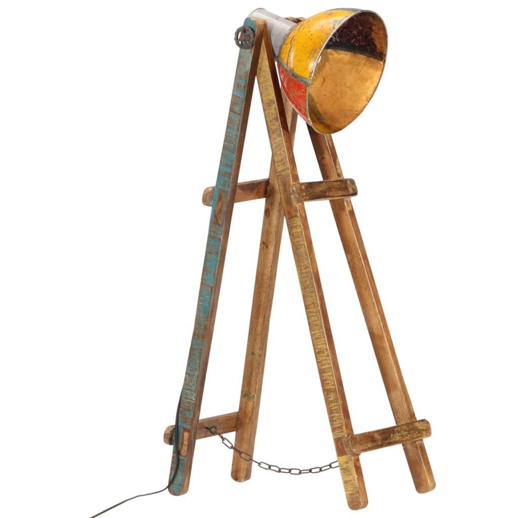 gulvlampe E27 massivt mangotræ flerfarvet billede