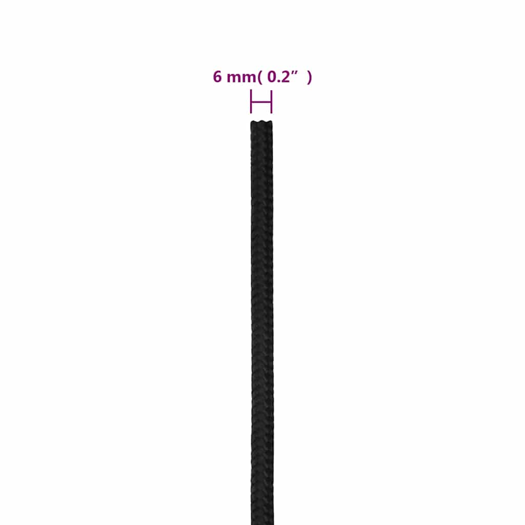 tovværk til båd 6 mm 25 m polypropylen sort