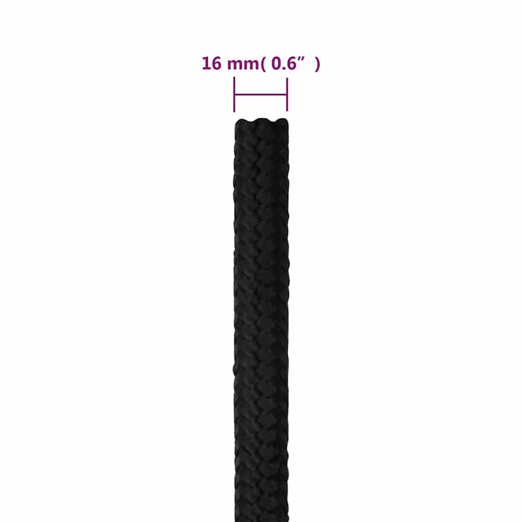 tovværk til båd 16 mm 25 m polypropylen sort