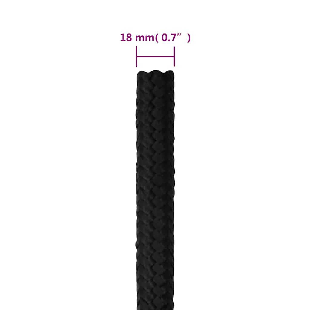 tovværk til båd 18 mm 25 m polypropylen sort