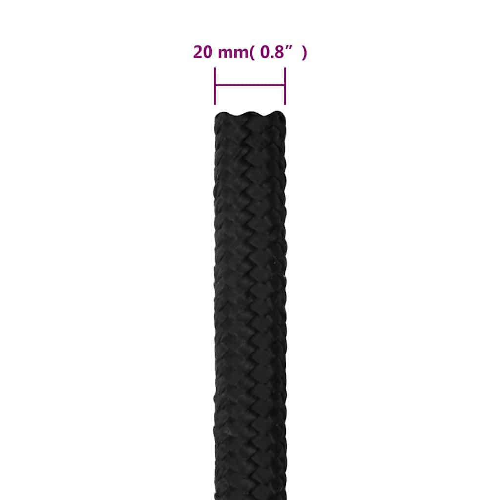 tovværk til båd 20 mm 25 m polypropylen sort