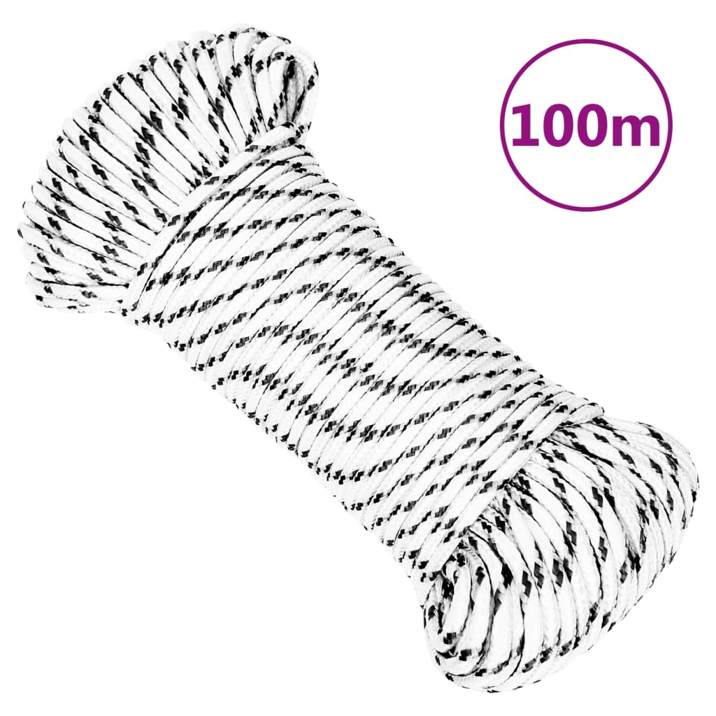 flettet tovværk 3 mm x 100 m polyester hvid