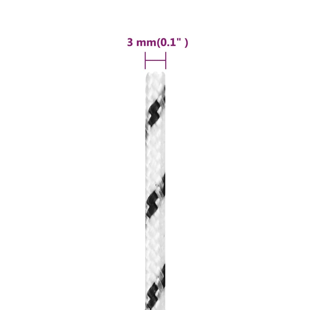 flettet tovværk 3 mm x 250 m polyester hvid