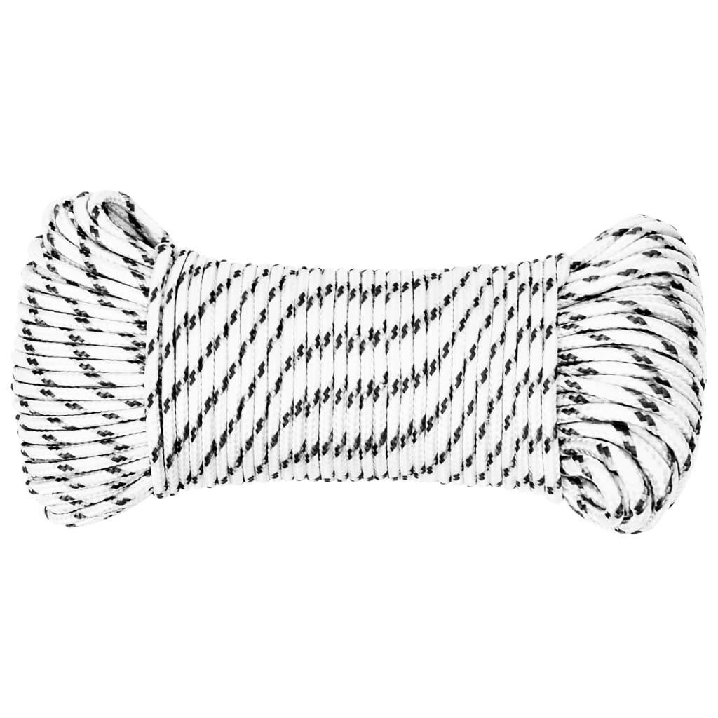 flettet tovværk 4 mm x 100 m polyester hvid