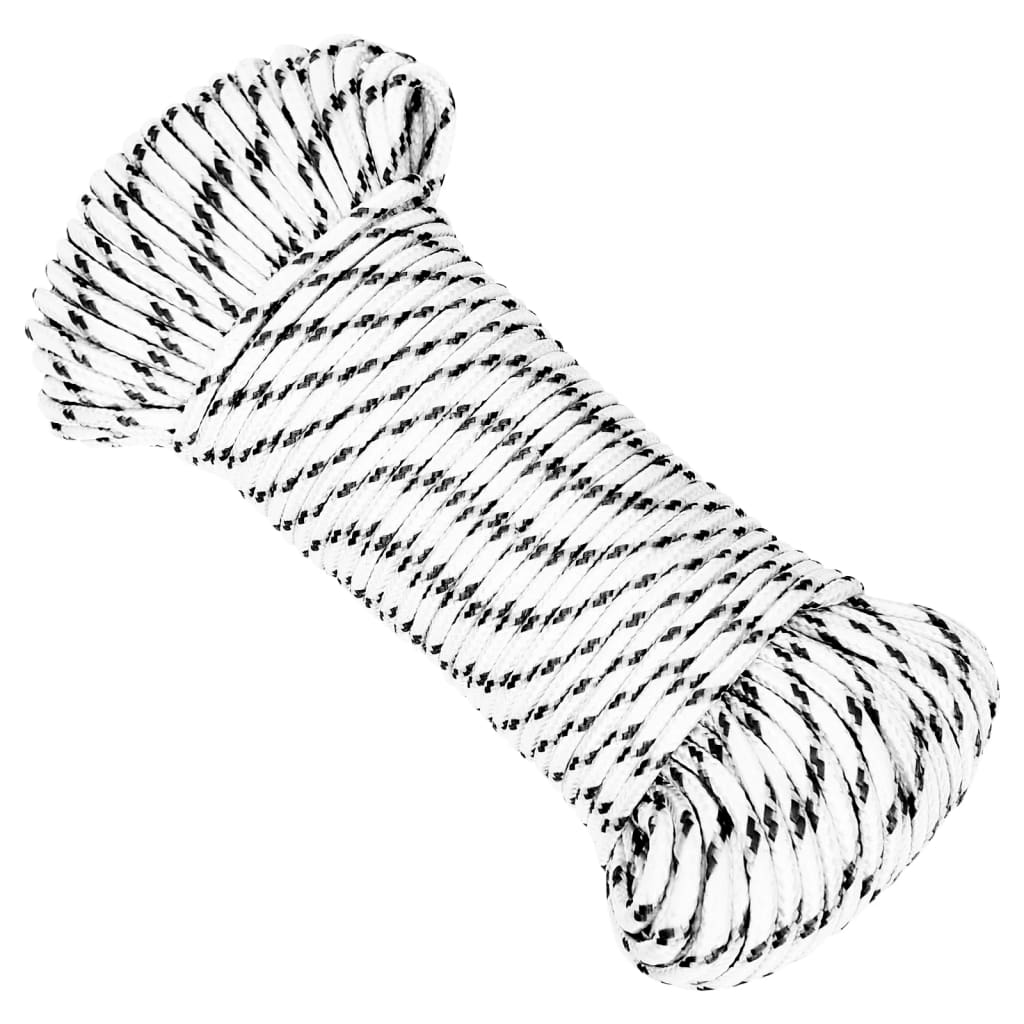 flettet tovværk 5 mm x 25 m polyester hvid