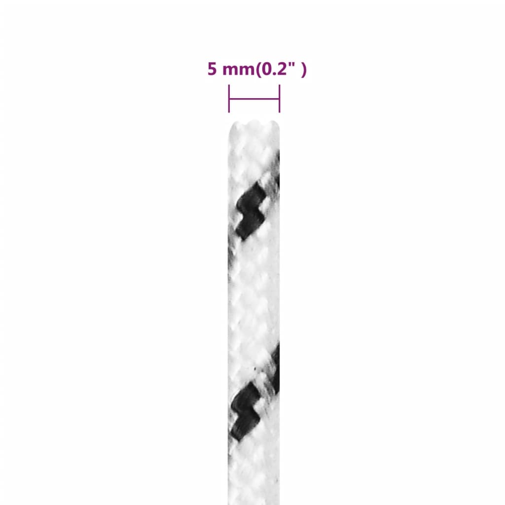flettet tovværk 5 mm x 100 m polyester hvid