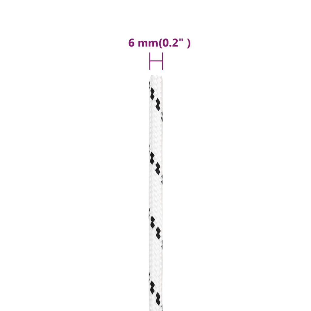 flettet tovværk 6 mm x 100 m polyester hvid
