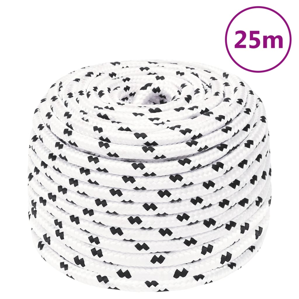 flettet tovværk 8 mm x 25 m polyester hvid