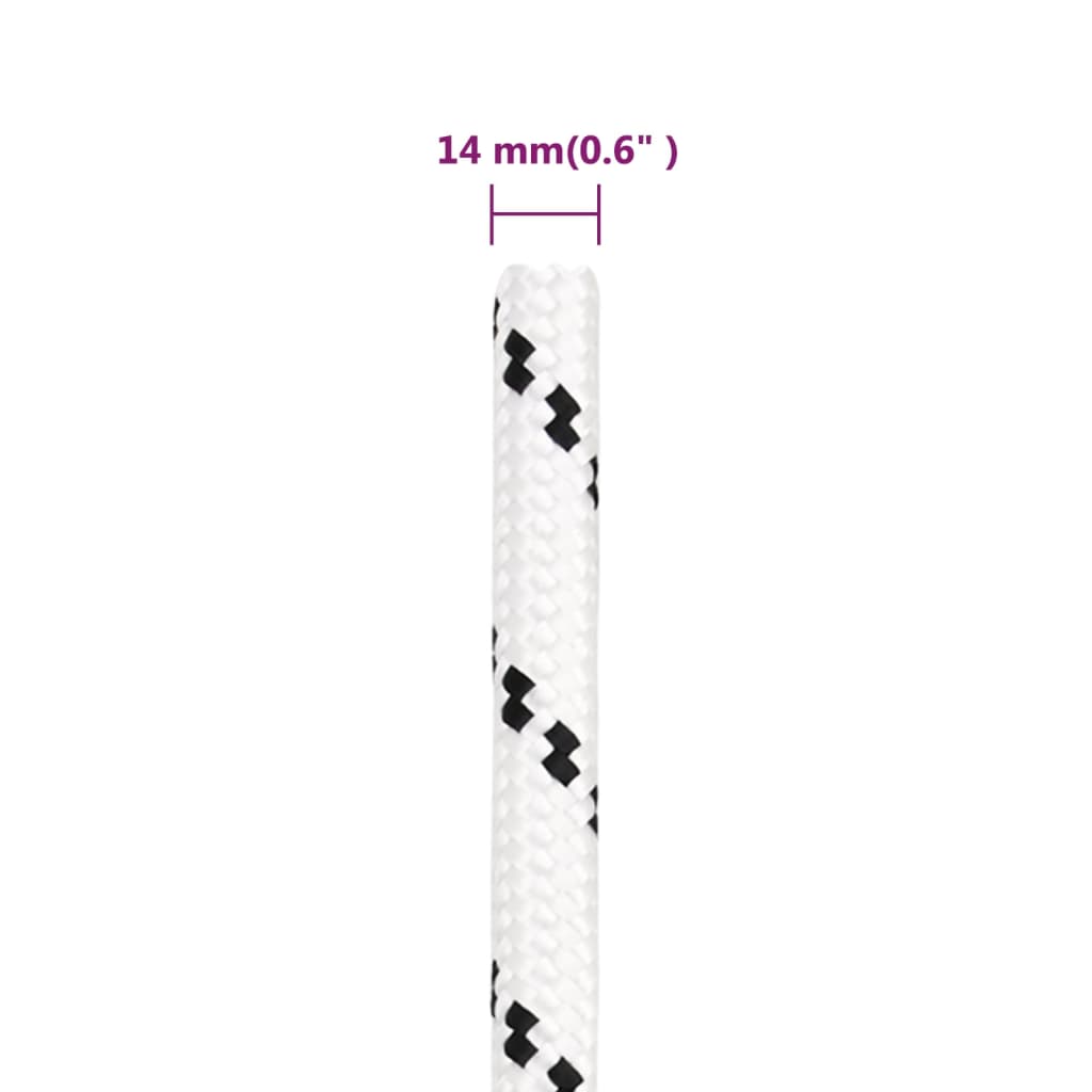 flettet tovværk 14 mm x 250 m polyester hvid