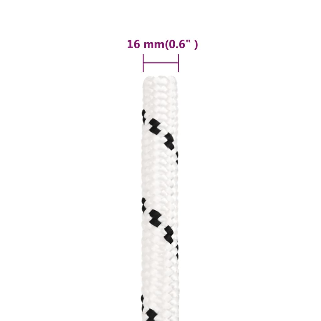 flettet tovværk 16 mm x 25 m polyester hvid