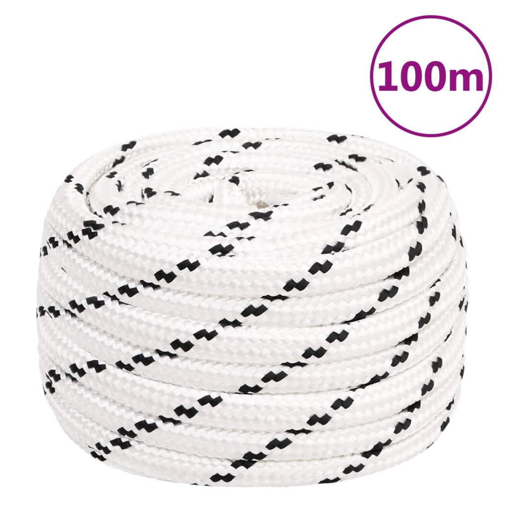 flettet tovværk 20 mm x 100 m polyester hvid