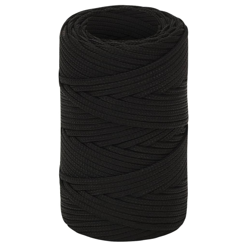 arbejdsreb 2 mm 100 m polyester sort