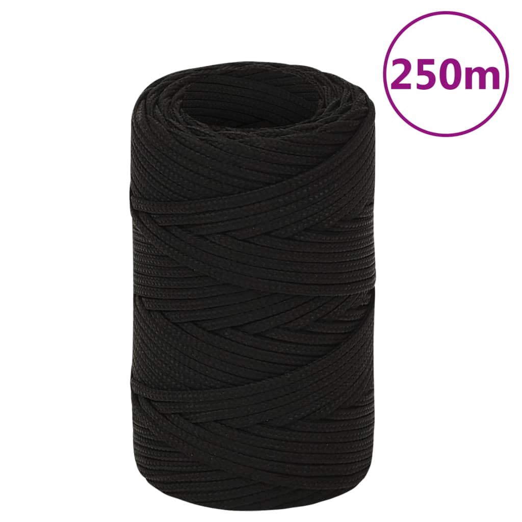 arbejdsreb 2 mm 250 m polyester sort billede