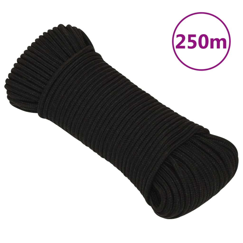 Arbejdsreb 3 mm - 250 m polyester, sort