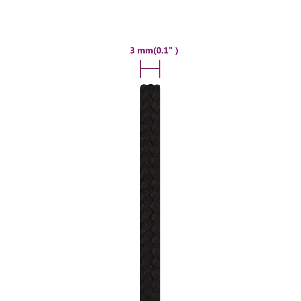 arbejdsreb 3 mm 500 m polyester sort
