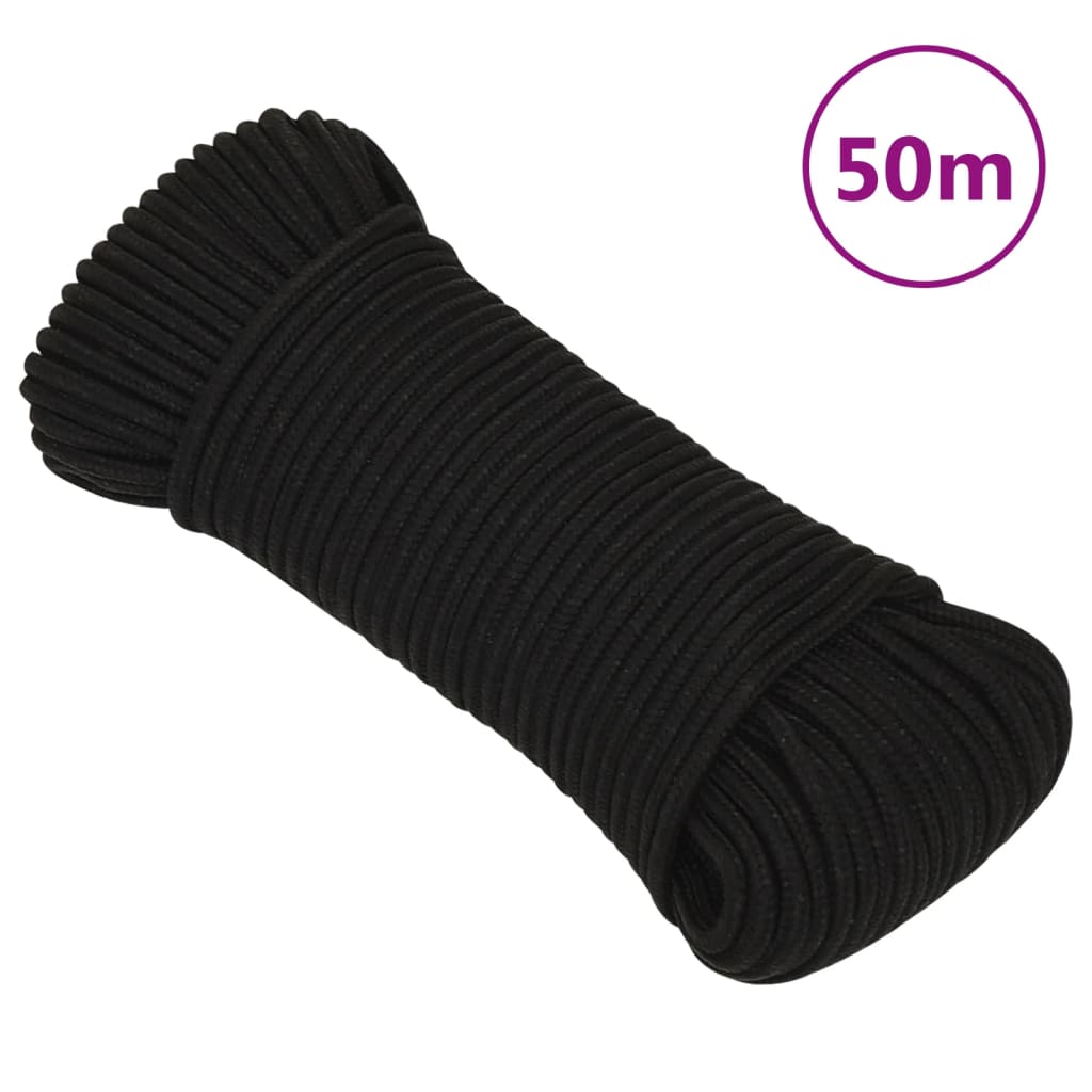 arbejdsreb 4 mm 50 m polyester sort