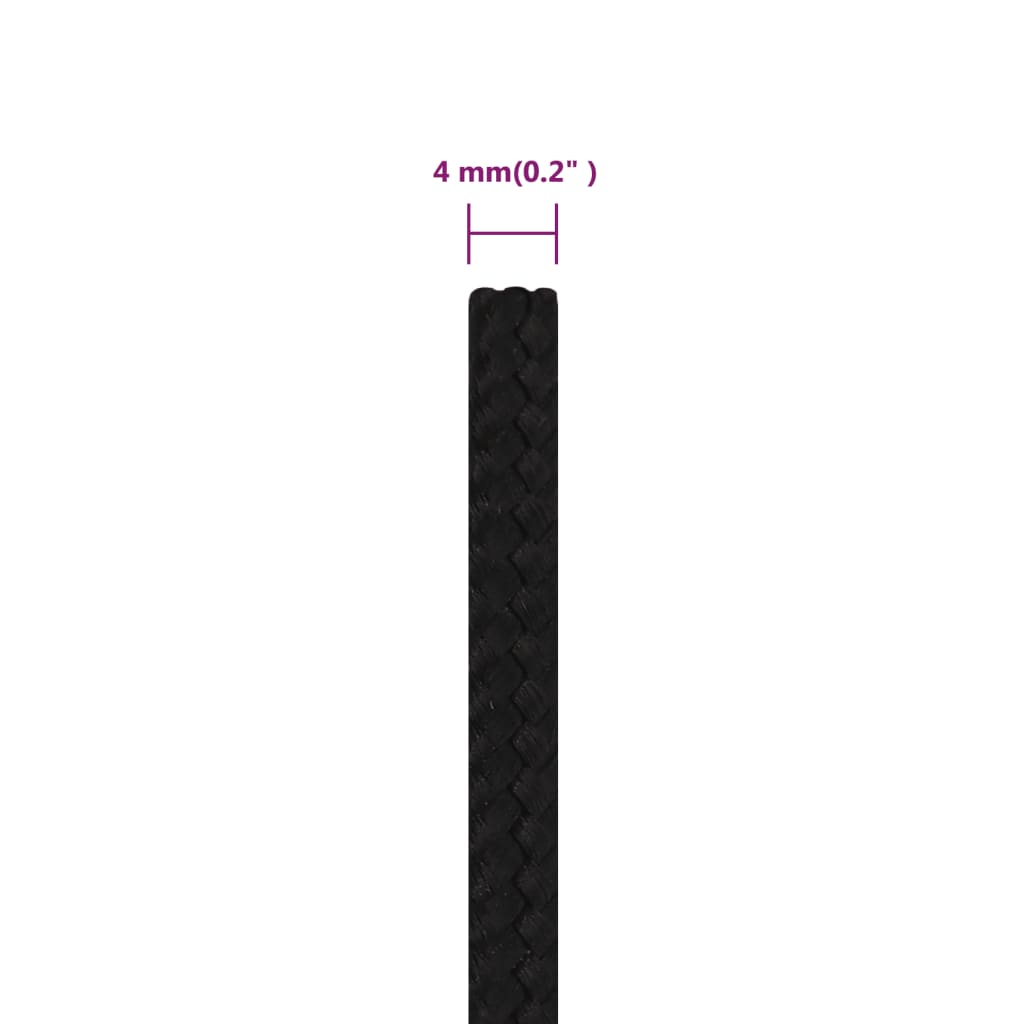 arbejdsreb 4 mm 50 m polyester sort