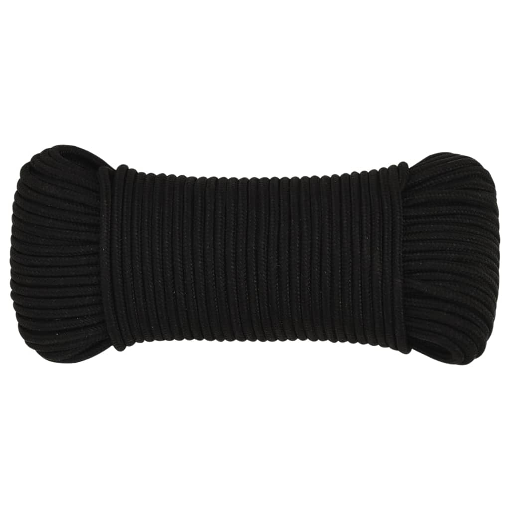 arbejdsreb 5 mm 25 m polyester sort