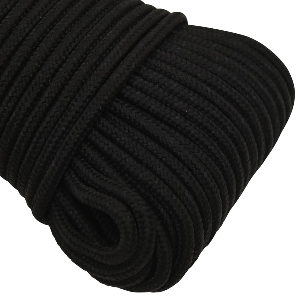 arbejdsreb 5 mm 25 m polyester sort