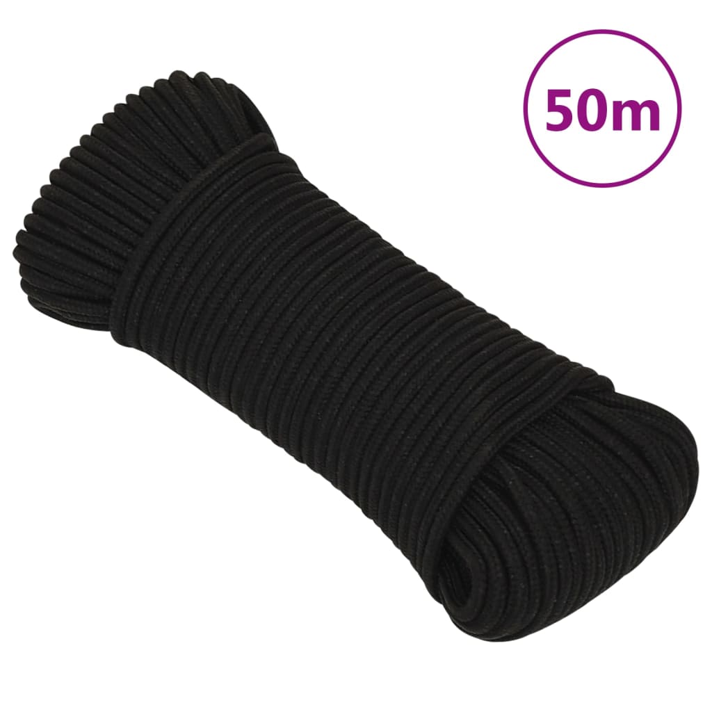 arbejdsreb 5 mm 50 m polyester sort billede