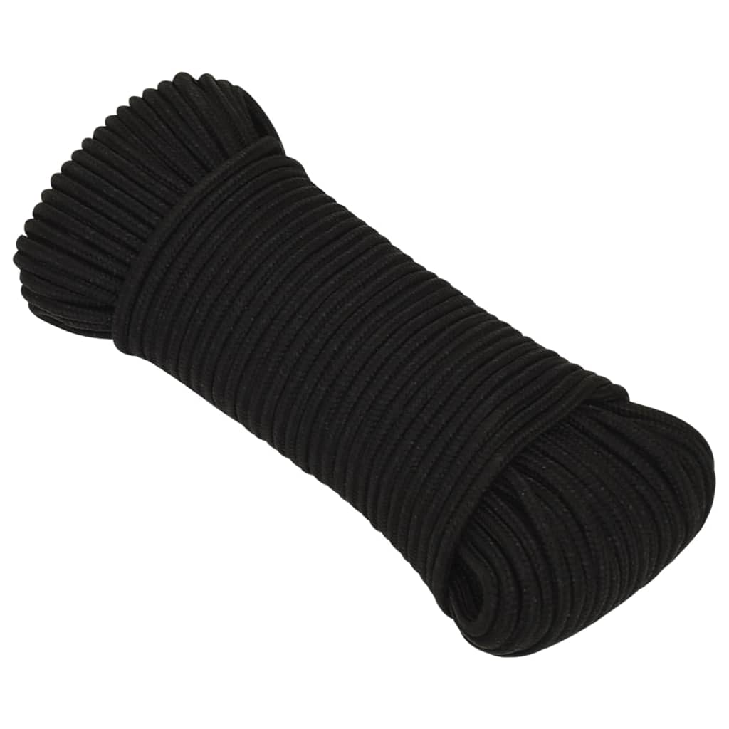 arbejdsreb 5 mm 50 m polyester sort