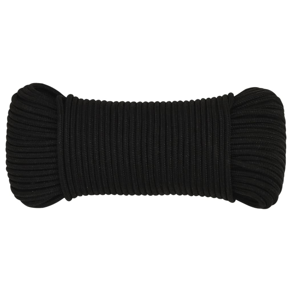 arbejdsreb 5 mm 100 m polyester sort