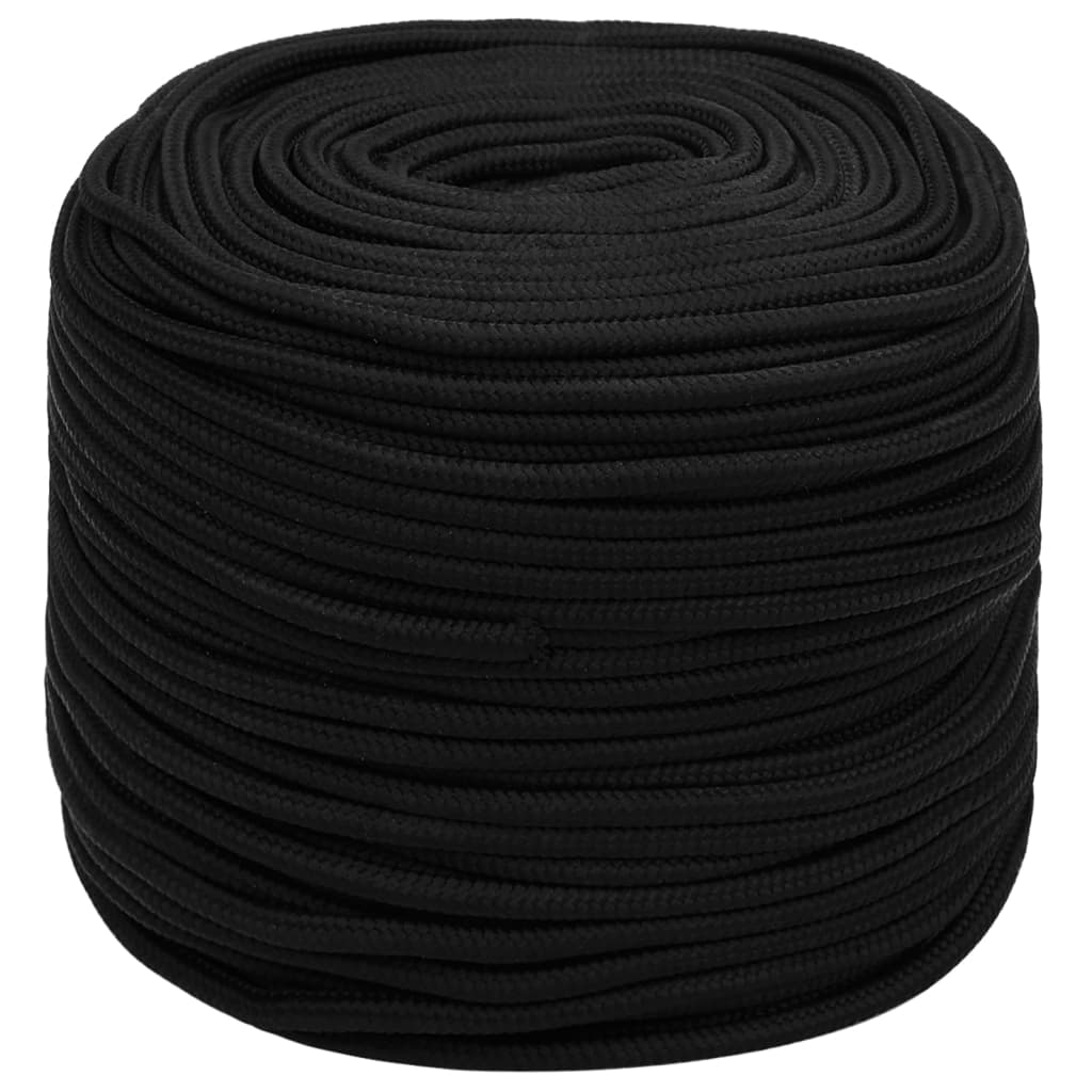 arbejdsreb 6 mm 250 m polyester sort
