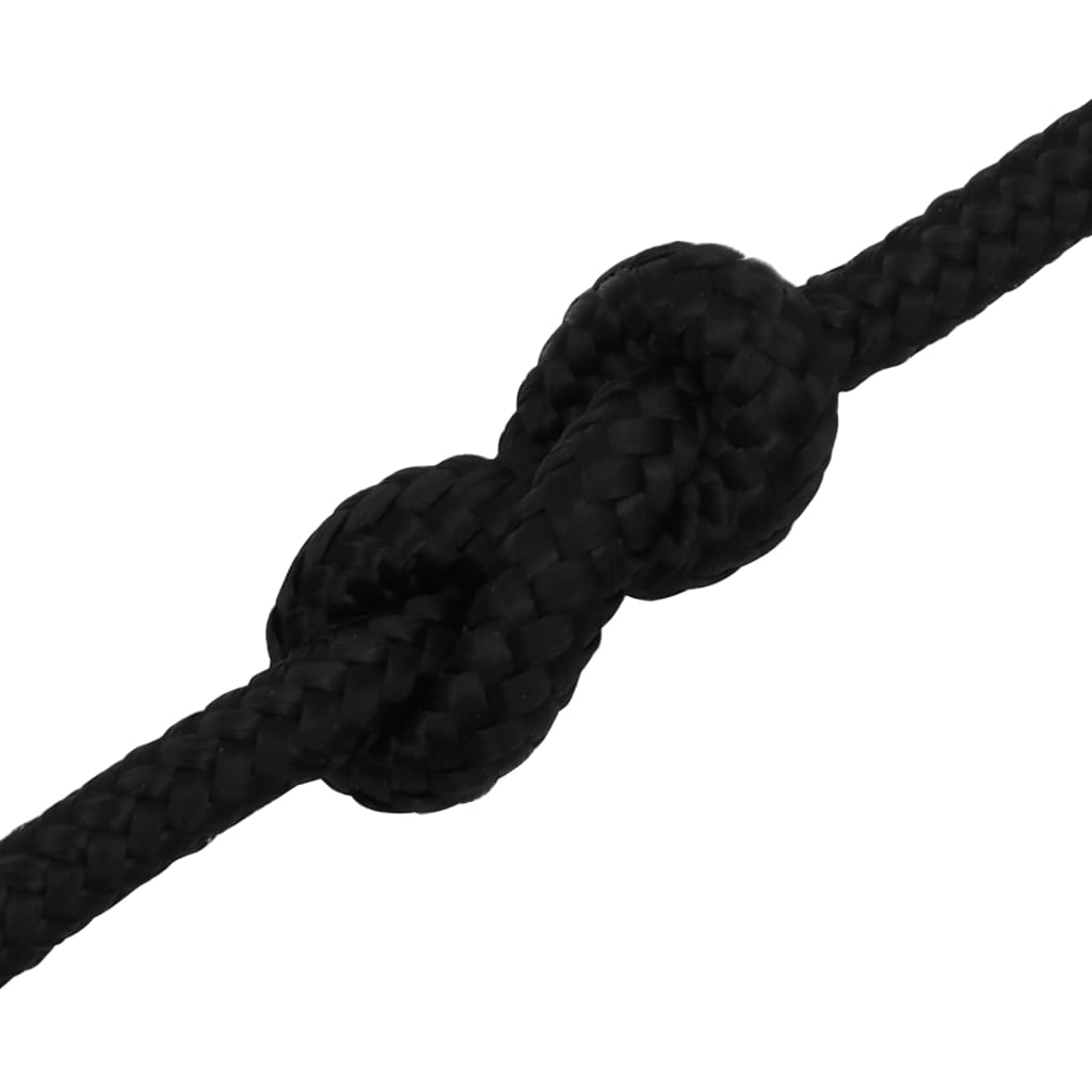 arbejdsreb 8 mm 25 m polyester sort