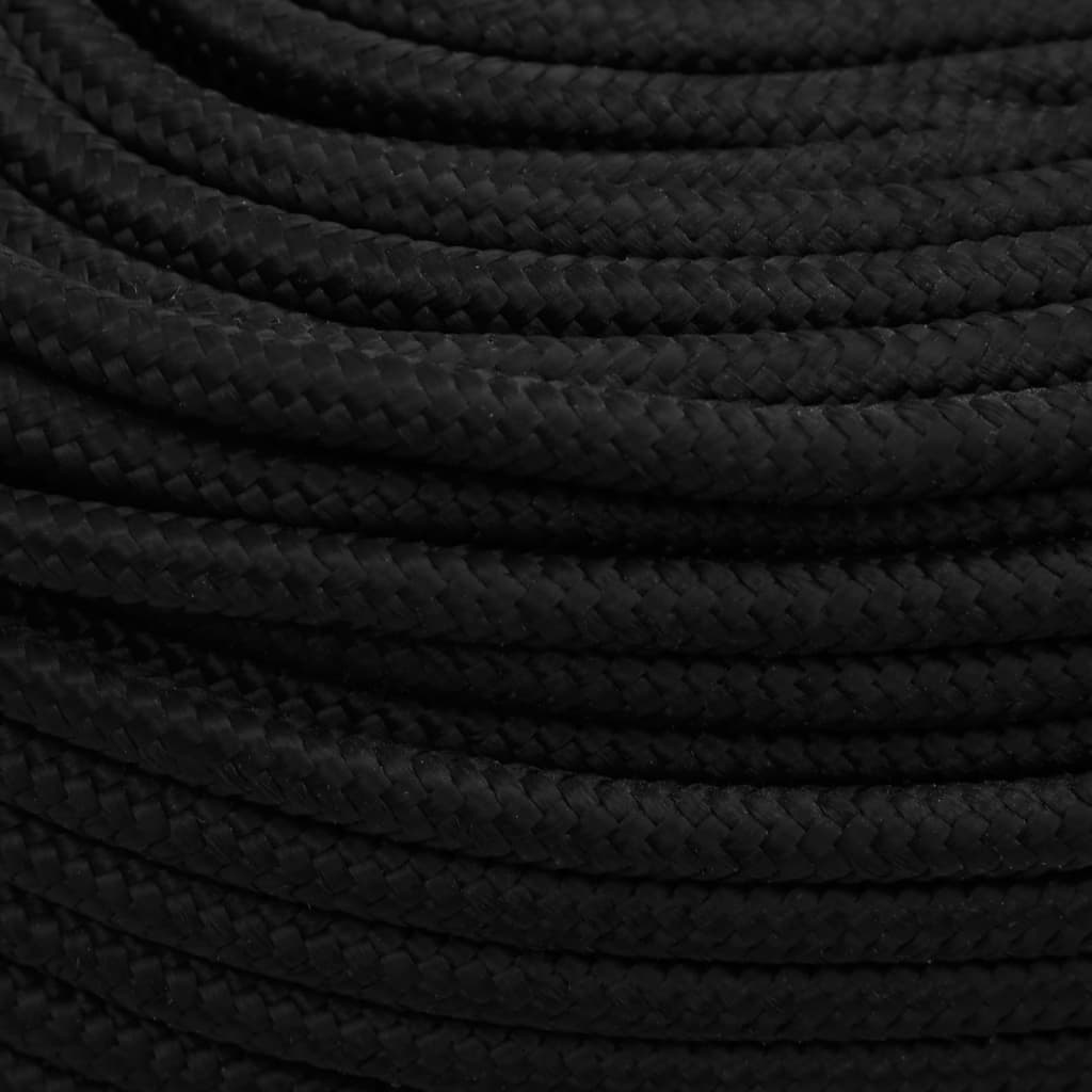 arbejdsreb 8 mm 50 m polyester sort