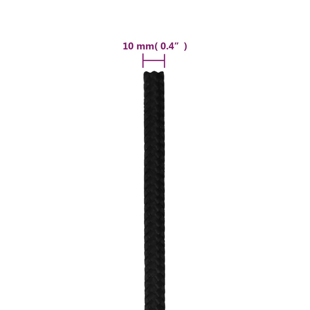 arbejdsreb 10 mm 25 m polyester sort
