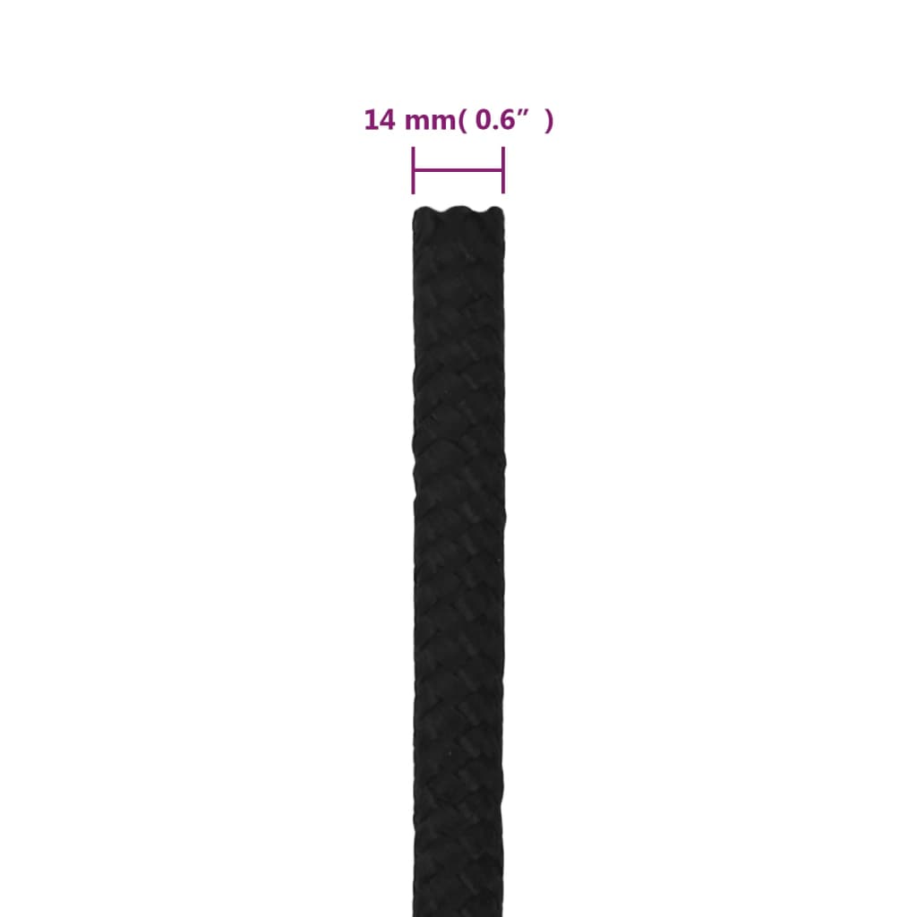 arbejdsreb 14 mm 50 m polyester sort