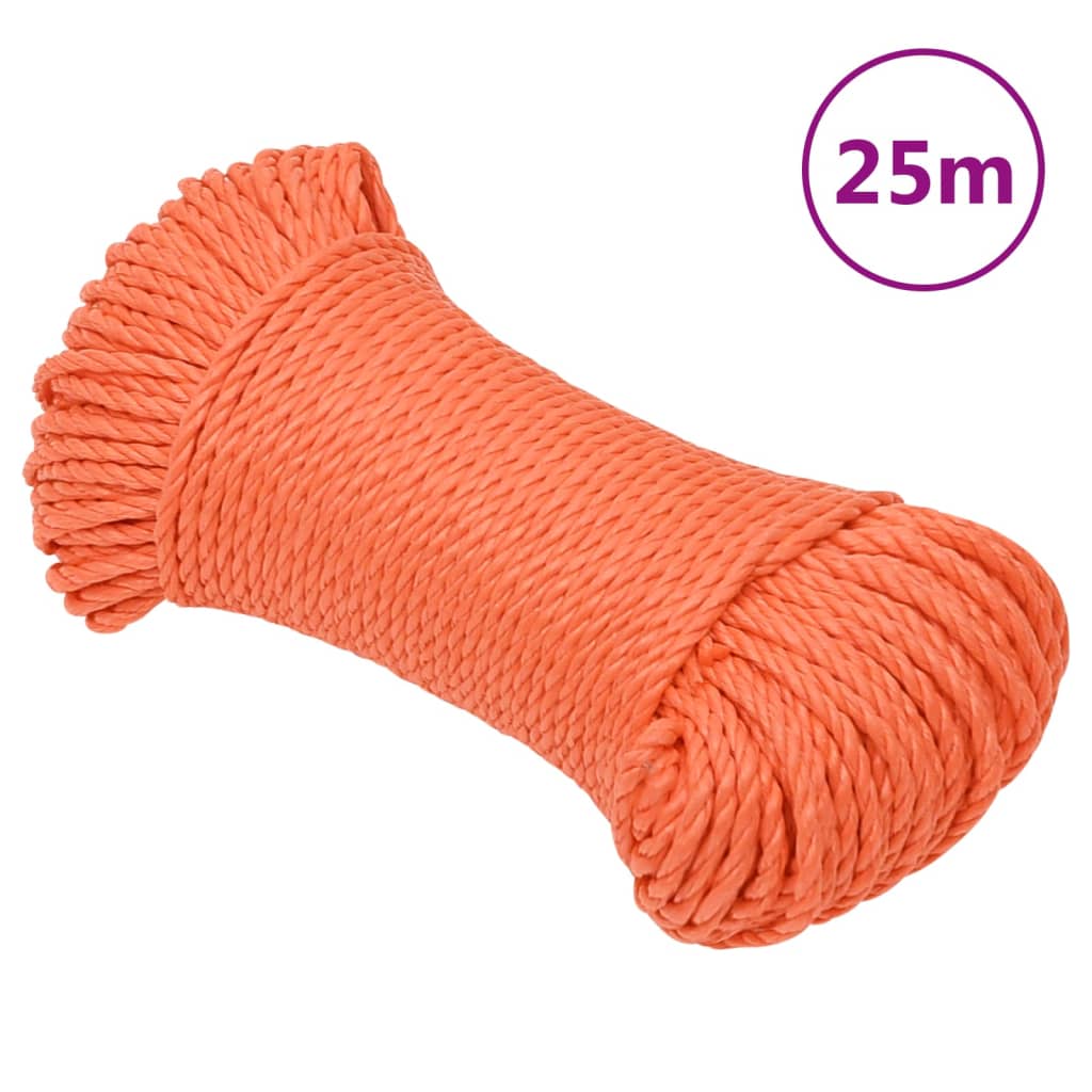 Arbejdsreb 6 mm 25 m i polypropylen - orange