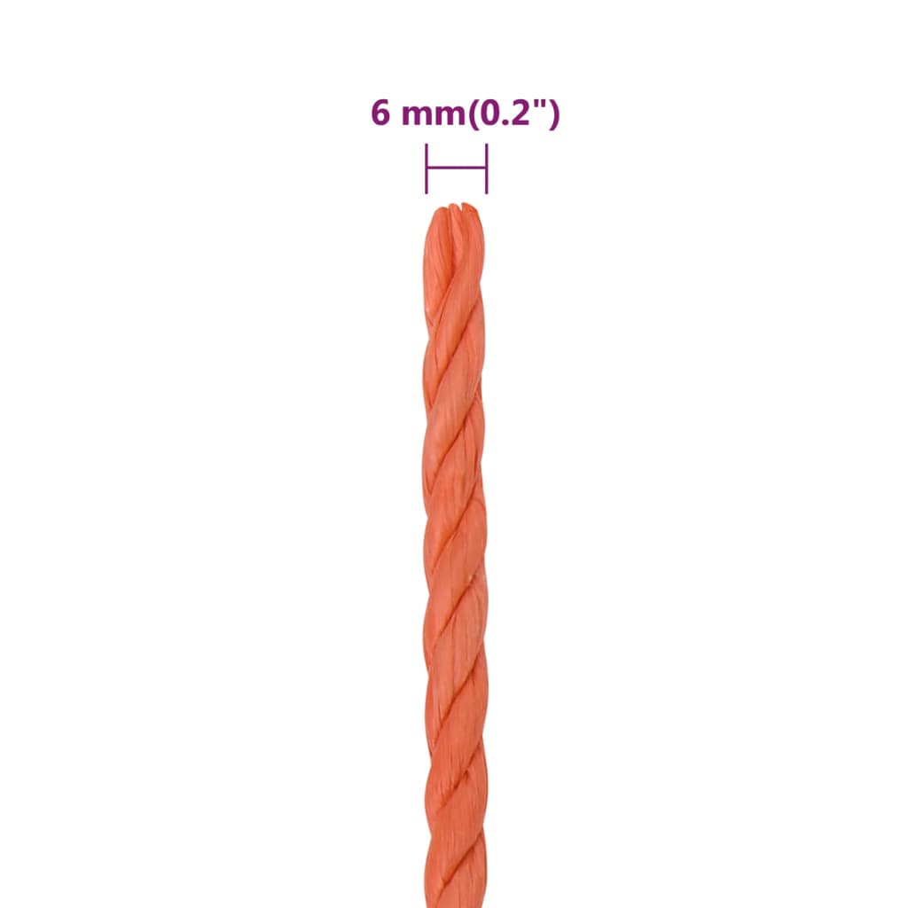 arbejdsreb 6 mm 50 m polypropylen orange