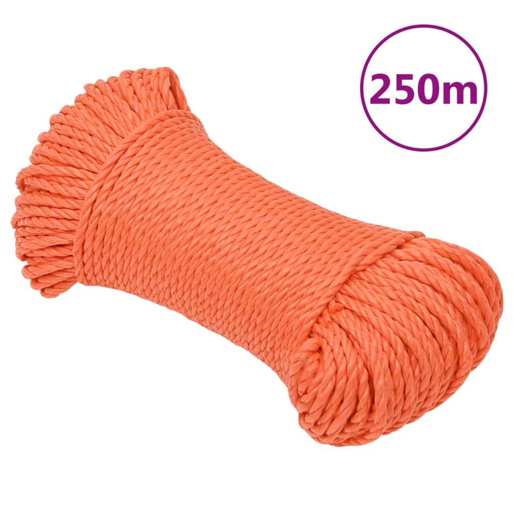 Arbejdsreb 6 mm - 250 m polypropylen, orange
