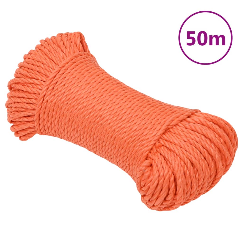 Arbejdsreb 8 mm - 50 m polypropylen, orange