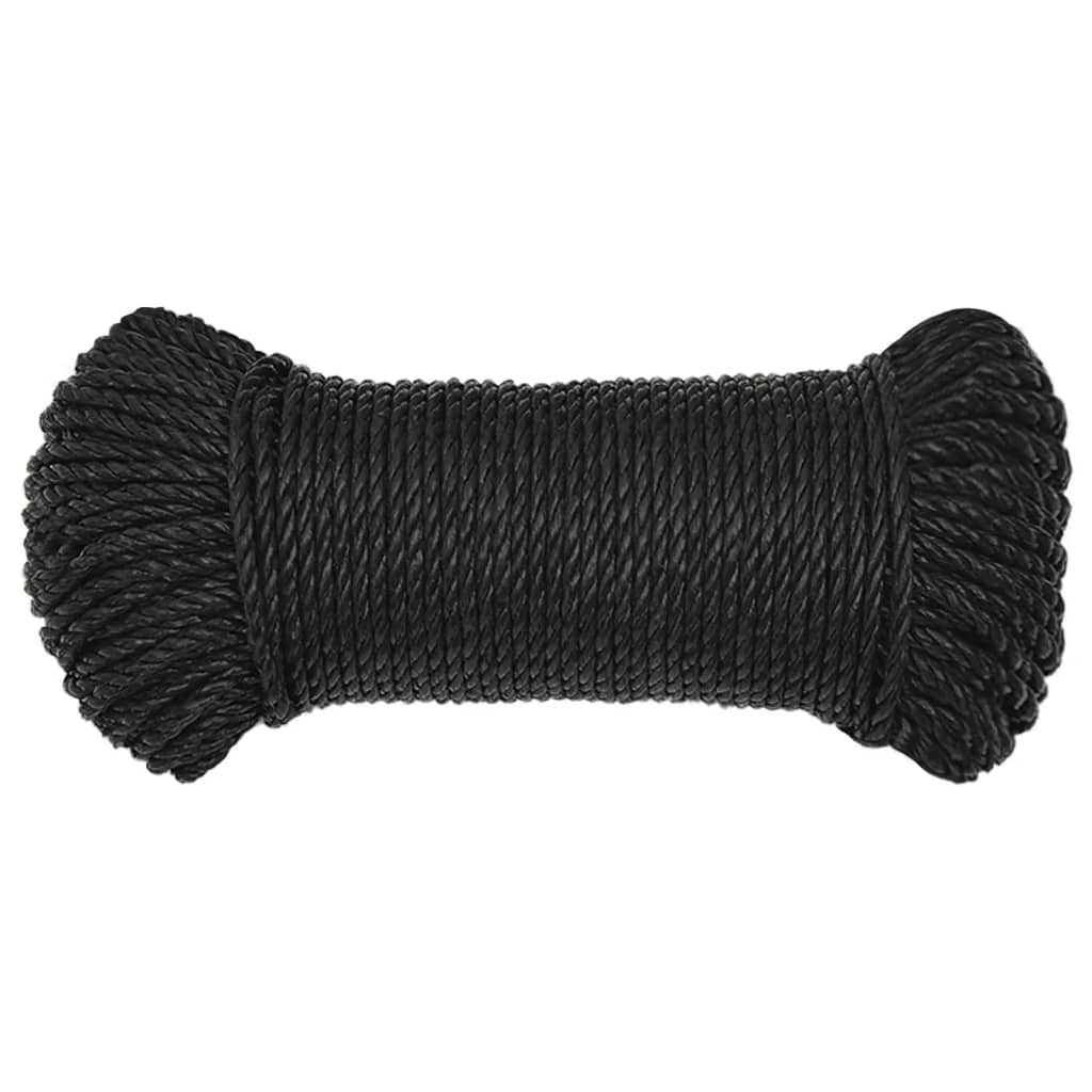 arbejdsreb 3 mm 25 m polypropylen sort