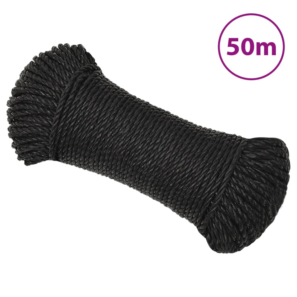 Arbejdsreb 3 mm - 50 m polypropylen, sort