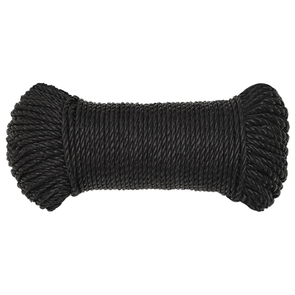 arbejdsreb 8 mm 100 m polypropylen sort