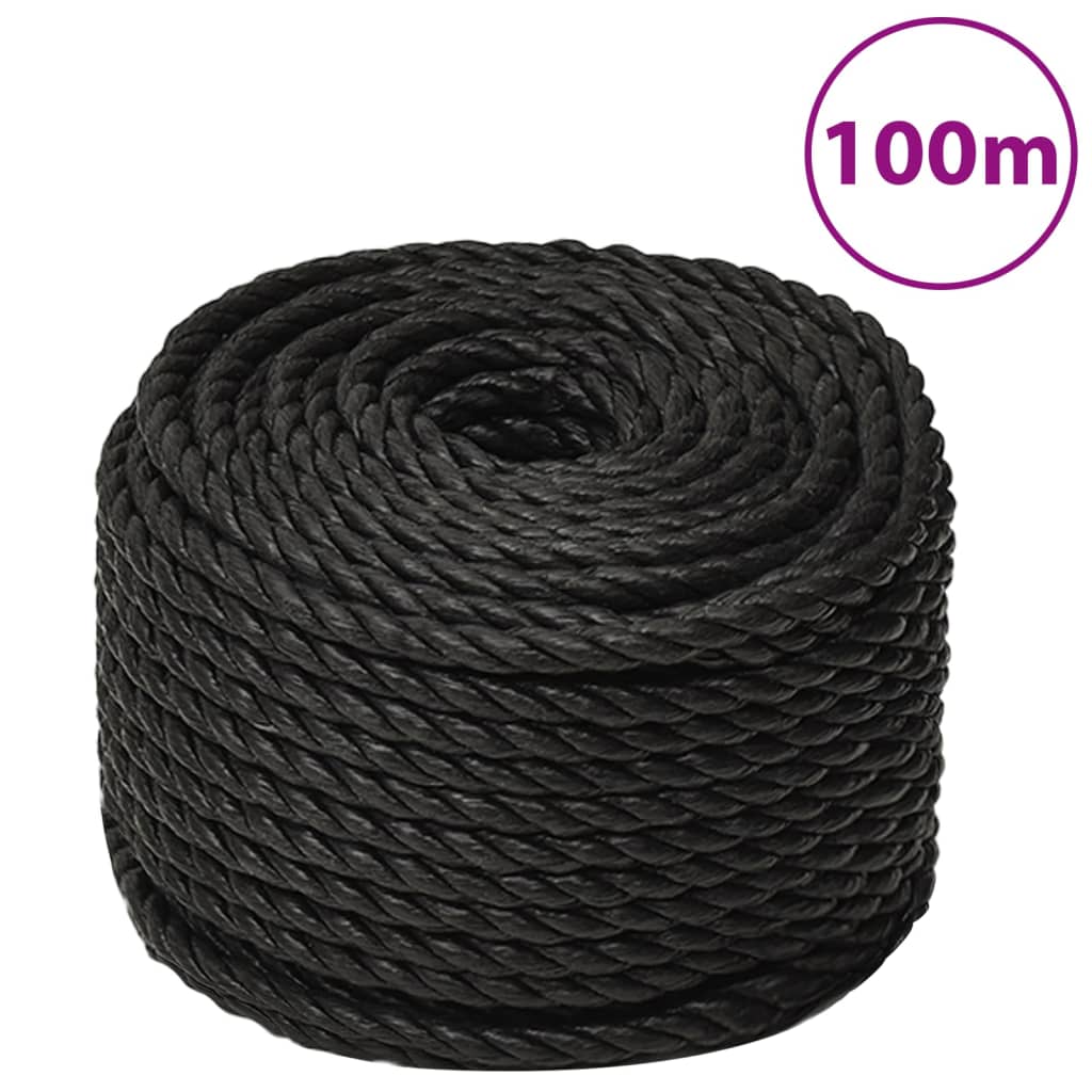 arbejdsreb 10 mm 100 m polypropylen sort
