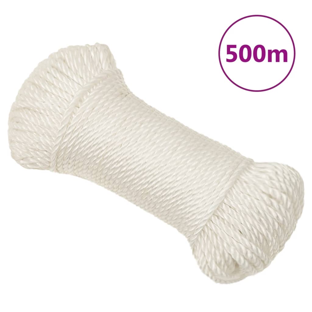 Arbejdsreb 3 mm - 500 m snoet polypropylen, hvid