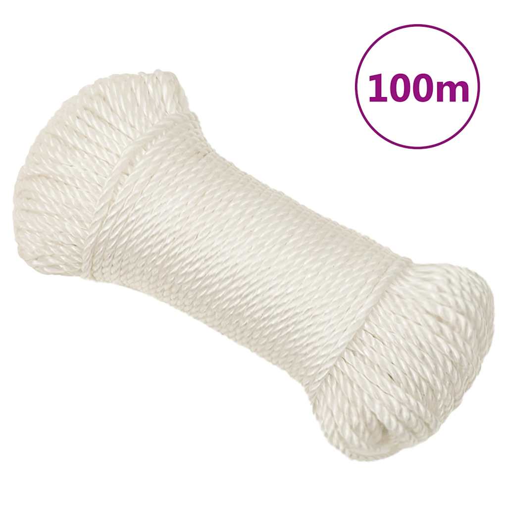 arbejdsreb 6 mm 100 m polypropylen hvid